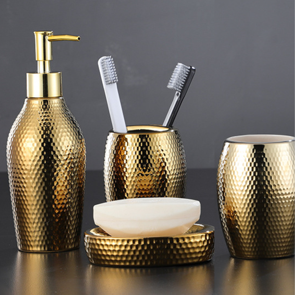 Aurelié Luxe Bathroom Set – Stylish 4-Piece Accessory Set for a Refined Look
