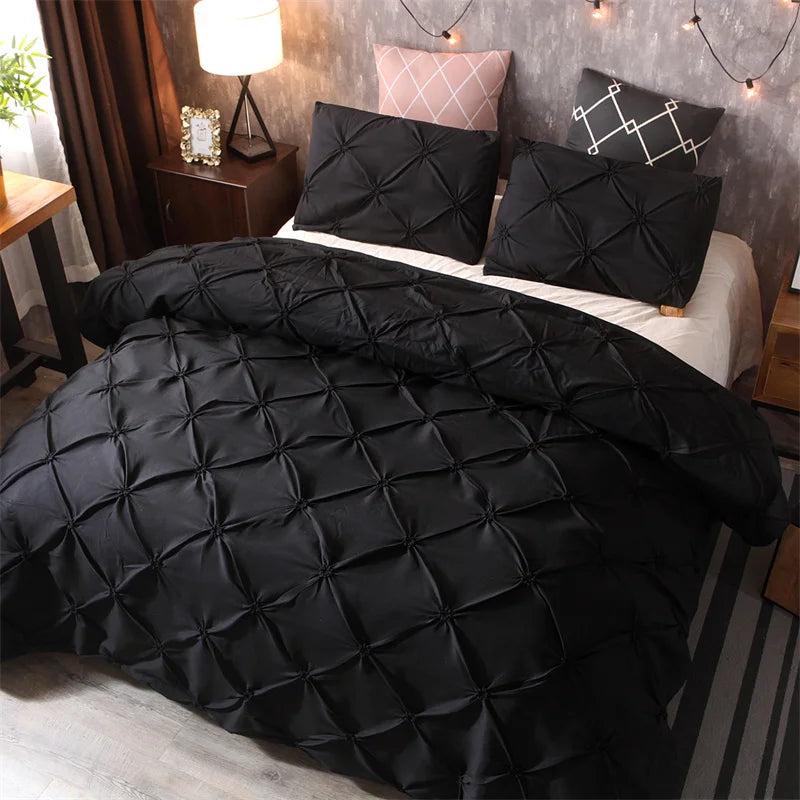 LuxeQuilt – Pintuck Duvet Cover Set with Elegant Diamond Structure