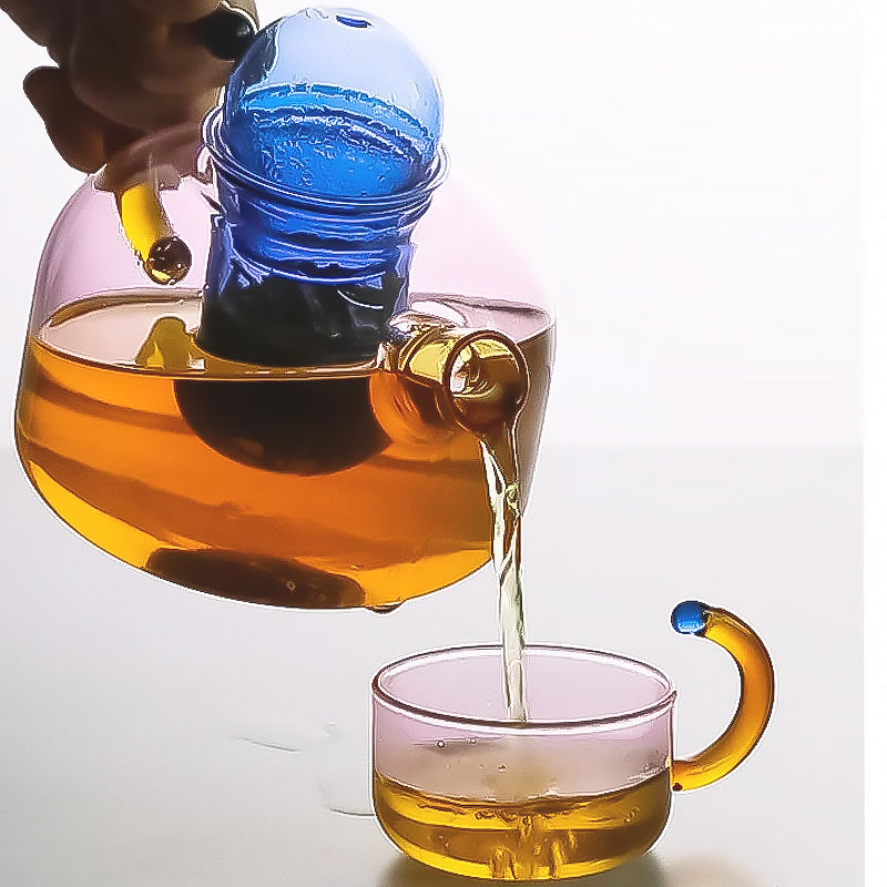 LumiServe Colorful Glass Tea Set – Stylish Design for a Unique Table Experience