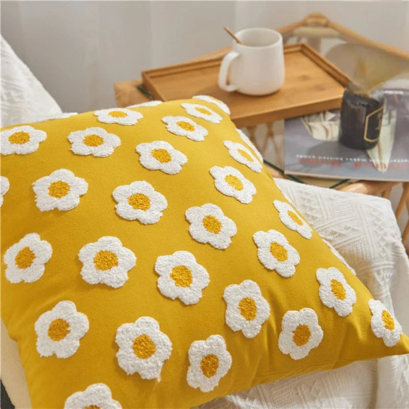 Soléa – Jacquard Kussenhoes met Verfijnd Zonnebloemmotief
