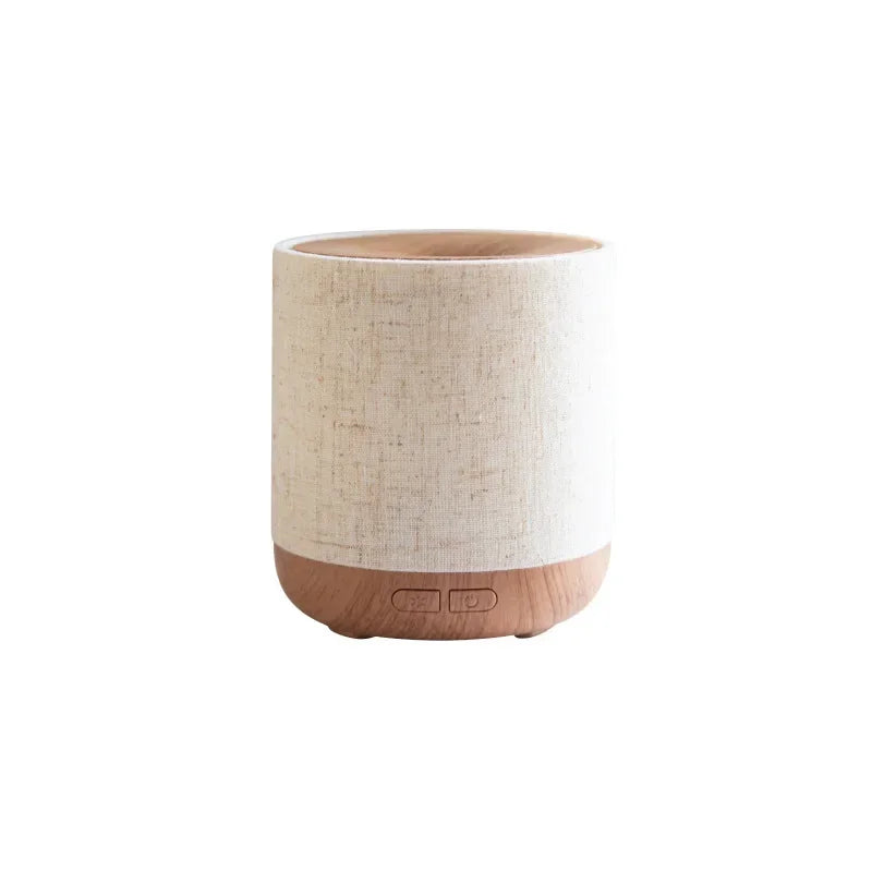 ZenMist – Stijlvolle Stoffen Aromatherapie Diffuser met Verlichting en Luchtbevochtiging