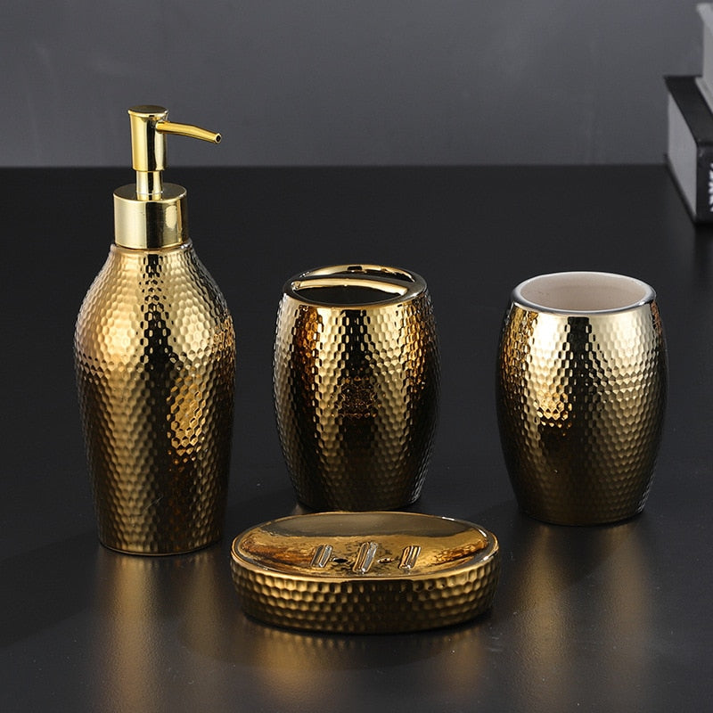 Aurelié Luxe Bathroom Set – Stylish 4-Piece Accessory Set for a Refined Look