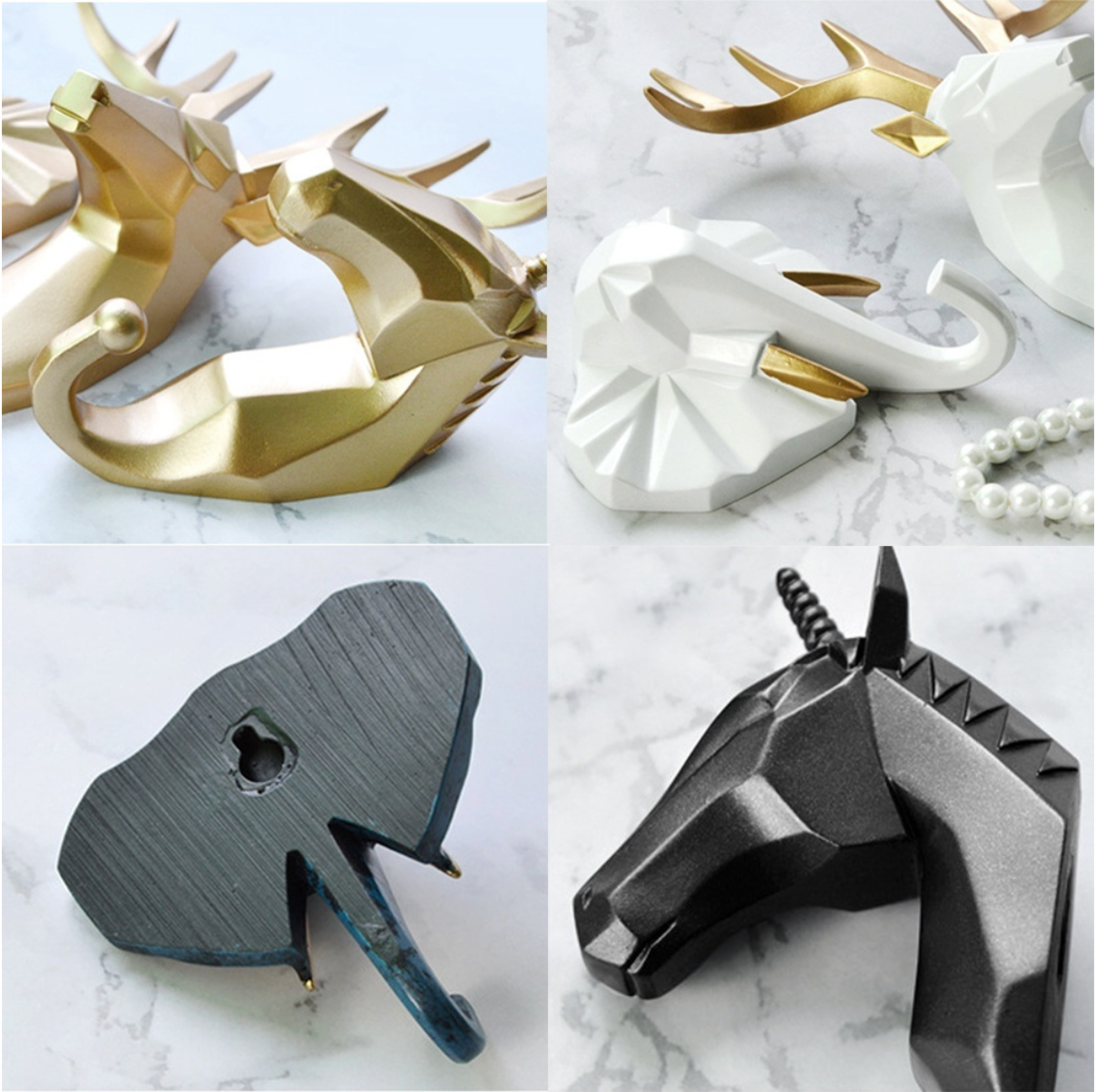 FormaLuxe – Stylish Animal Wall Hooks with Geometric Design for Unique Interiors