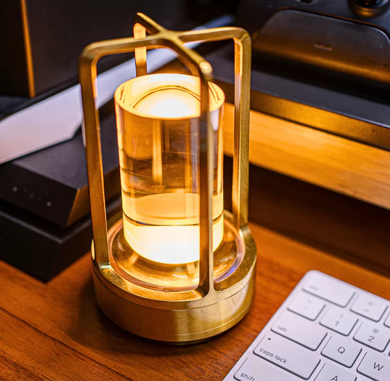LumiGlow – Crystal Table Lamp with Wireless Functionality