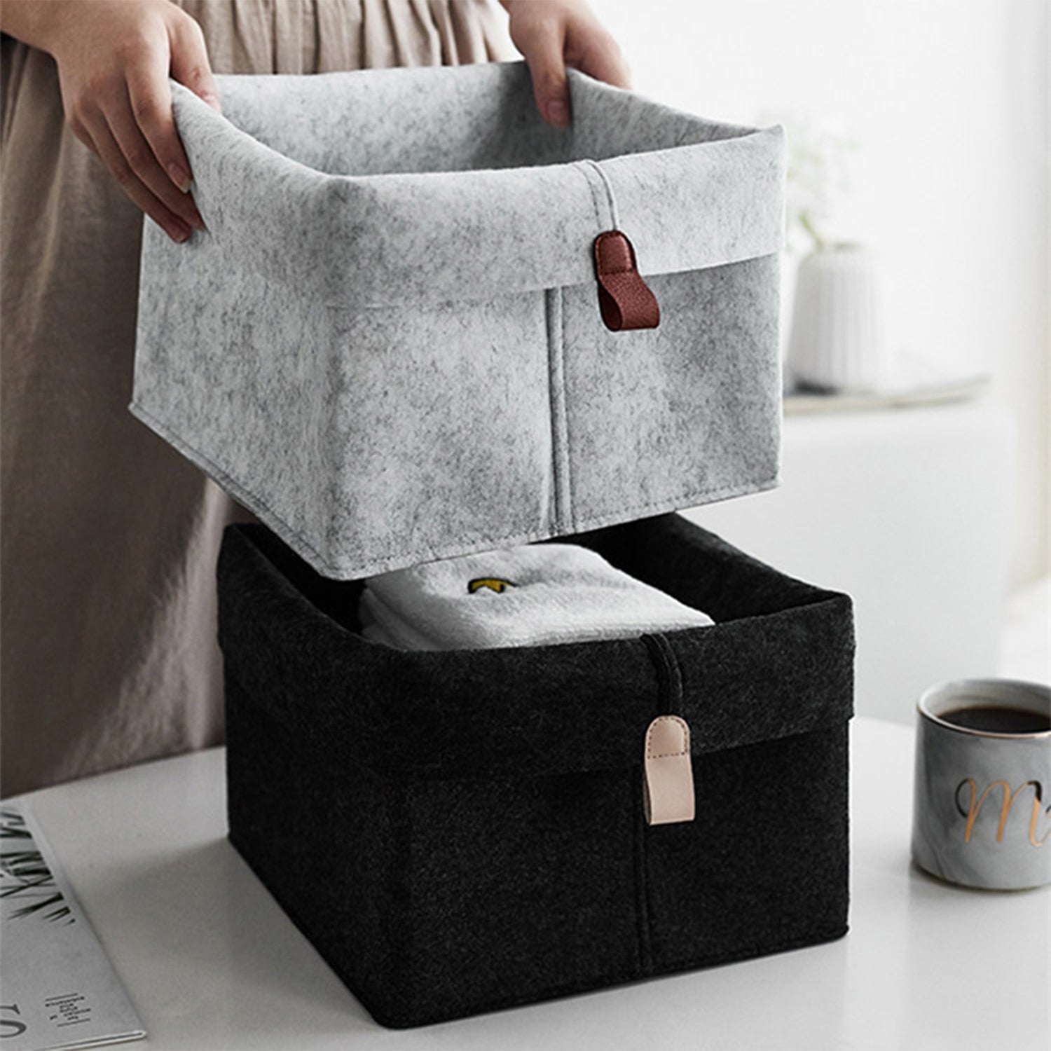 Feltique Luxe Storage Baskets – Stylish Felt Organizer for a Tidy Interior