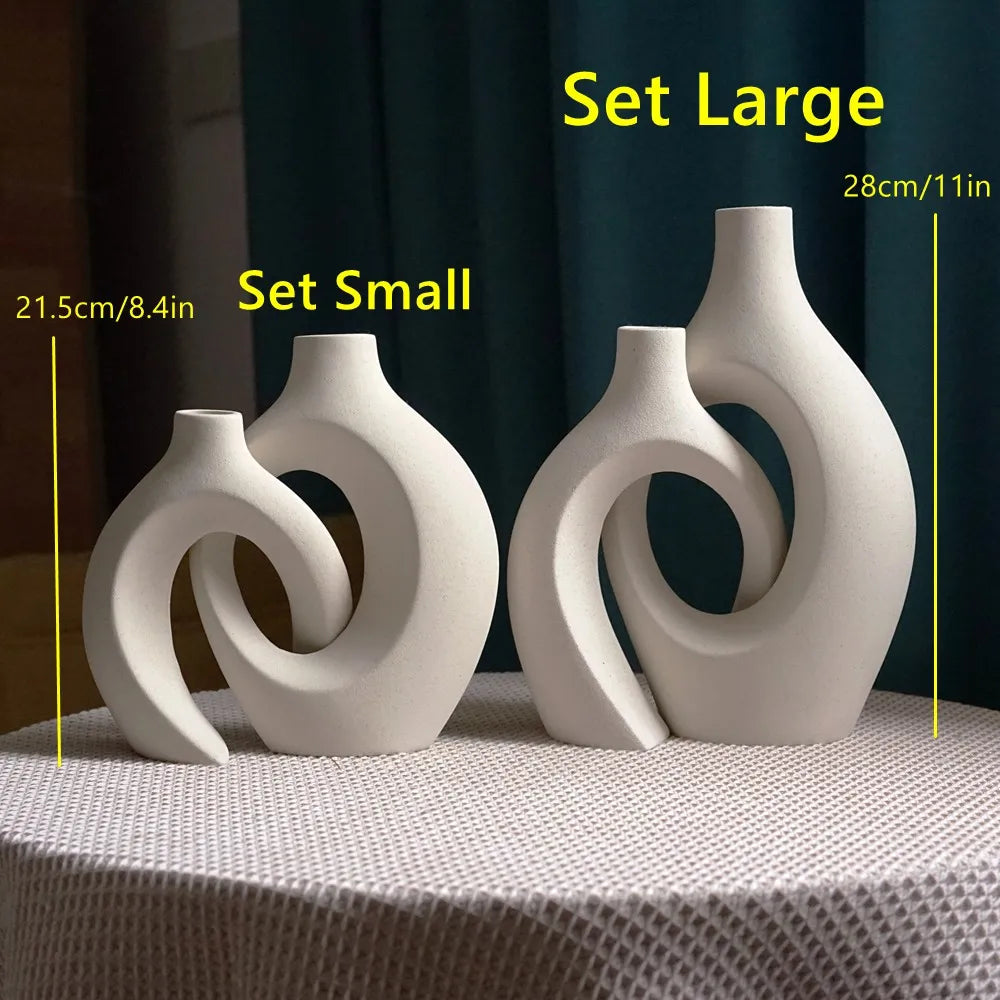 FormaLuxe – Modern Minimalist Set of 2 Ceramic Vases with Timeless Elegance