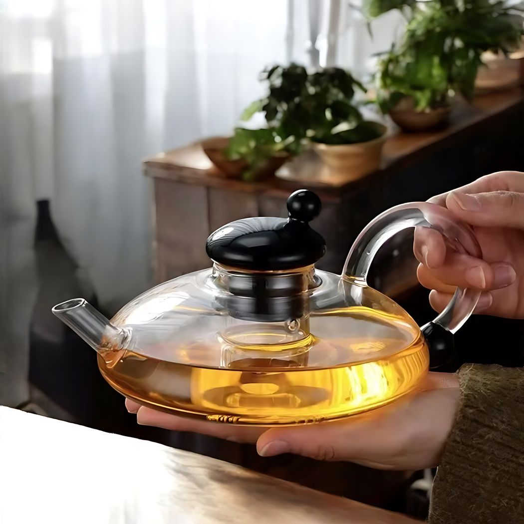 LumiSeren Luxe Tea Set with Filter – Stylish Glass Design for a Moment of Calm