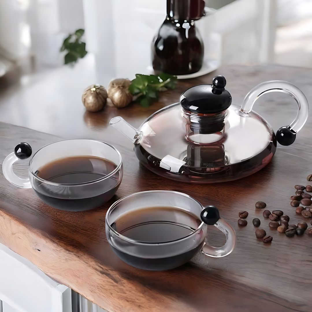 LumiSeren Luxe Tea Set with Filter – Stylish Glass Design for a Moment of Calm
