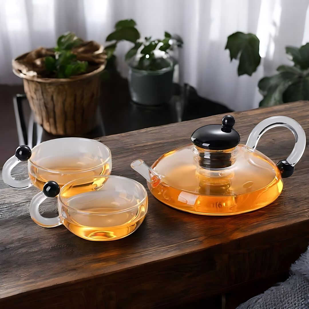 LumiSeren Luxe Tea Set with Filter – Stylish Glass Design for a Moment of Calm