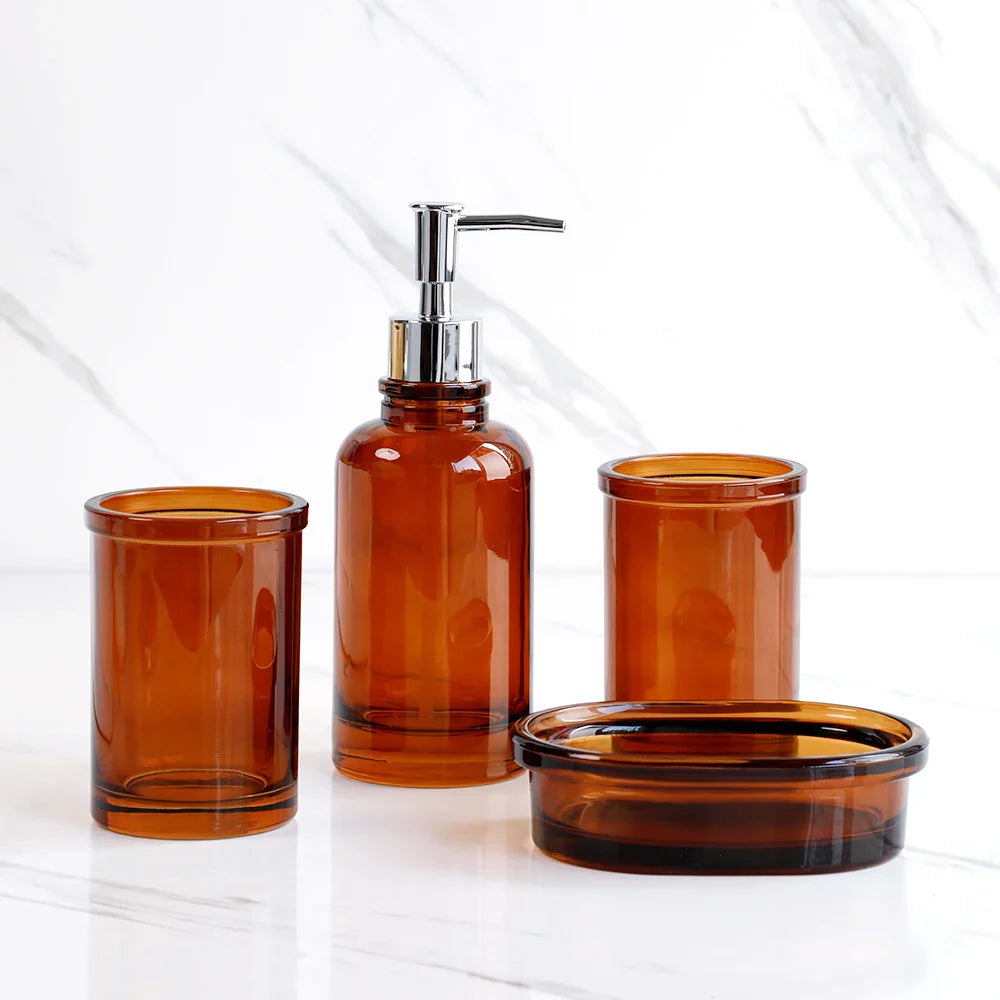 Apothecary Luxe – Elegant Glass Bathroom Set for a Timeless Look