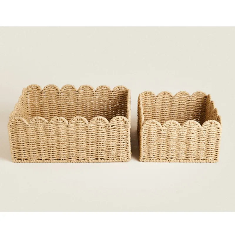 WillowNest – Handwoven Wicker Storage Basket with Wave Edge in Three Sizes