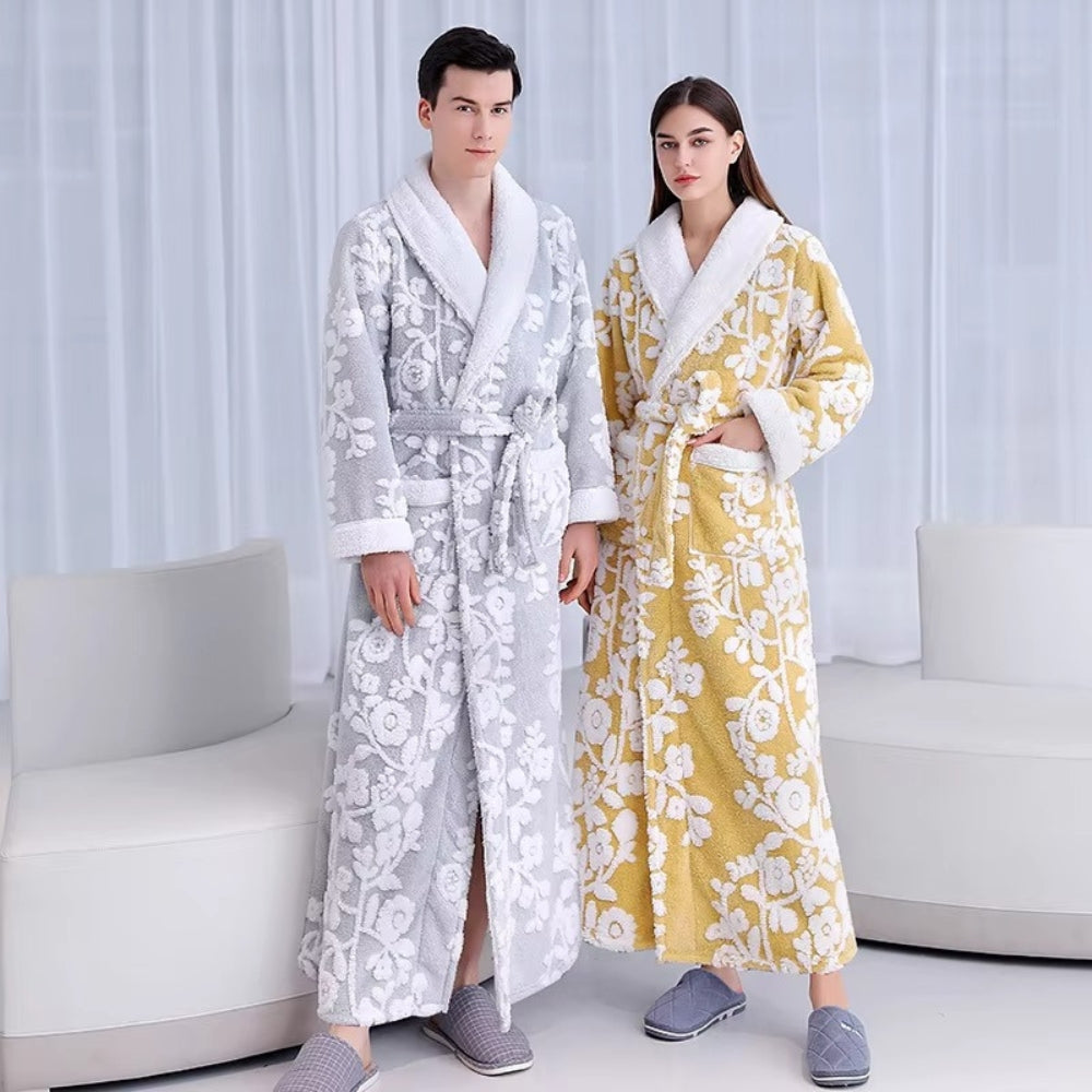 VeluMorn – Elegante Jacquard Badjas met Dubbele Laag voor Stijlvol Ontspannen
