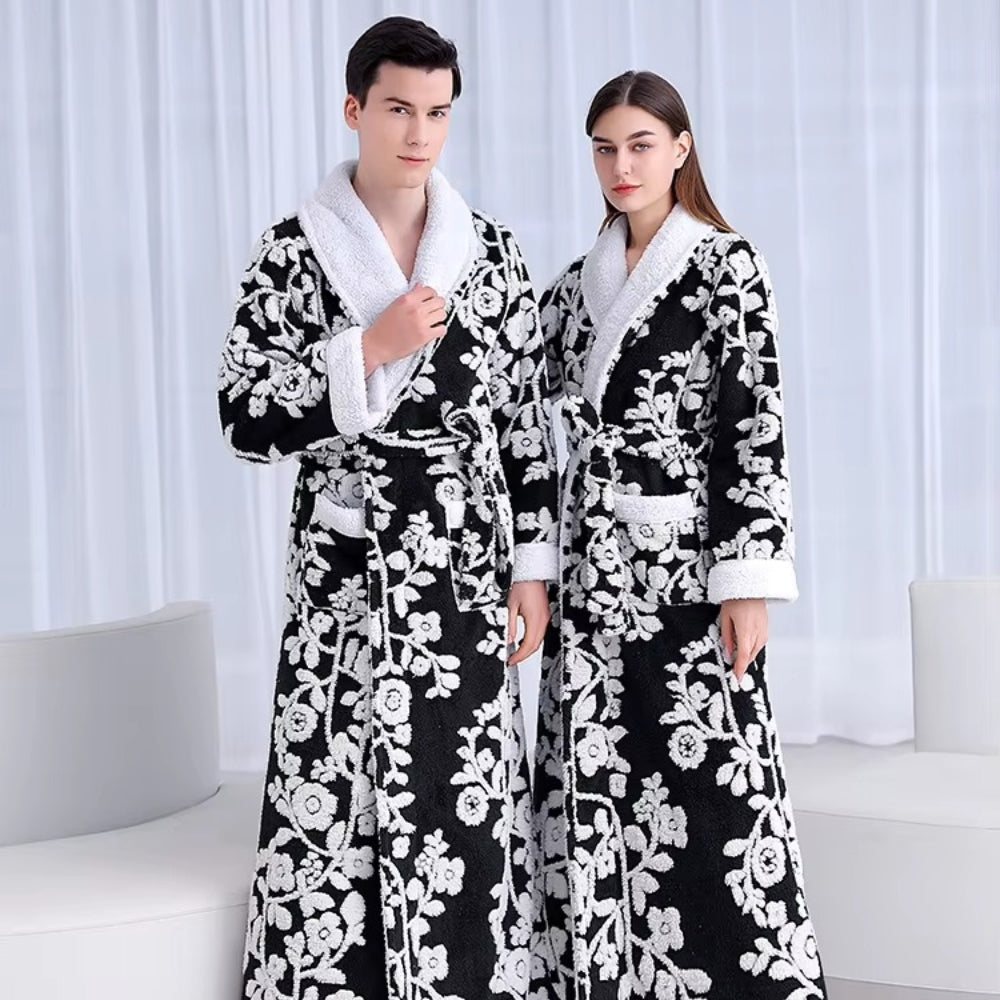 VeluMorn – Elegante Jacquard Badjas met Dubbele Laag voor Stijlvol Ontspannen