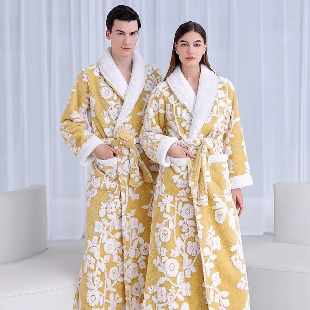 VeluMorn – Elegante Jacquard Badjas met Dubbele Laag voor Stijlvol Ontspannen