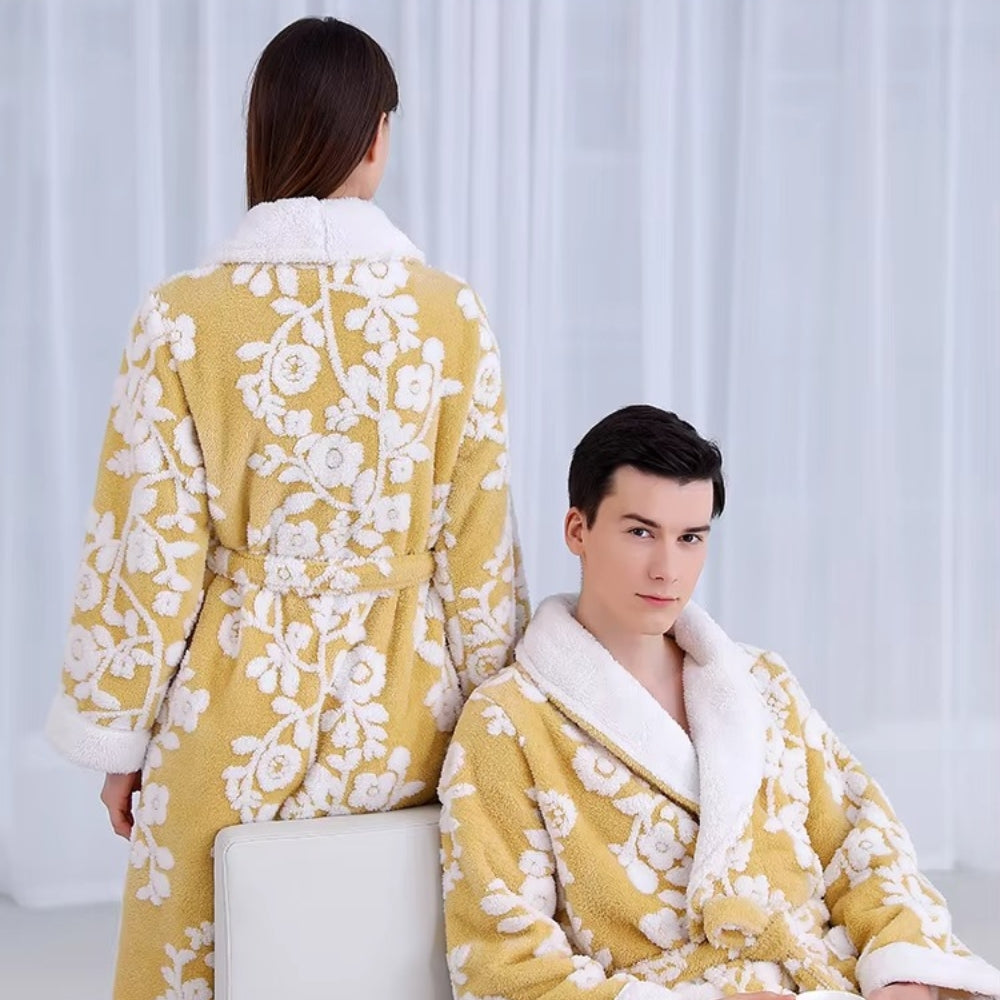 VeluMorn – Elegante Jacquard Badjas met Dubbele Laag voor Stijlvol Ontspannen