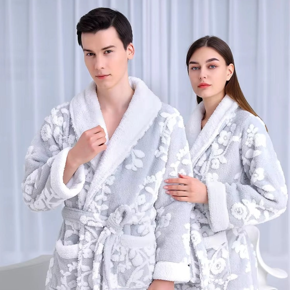 VeluMorn – Elegante Jacquard Badjas met Dubbele Laag voor Stijlvol Ontspannen