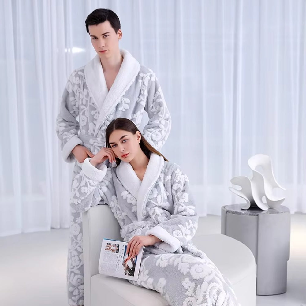 VeluMorn – Elegante Jacquard Badjas met Dubbele Laag voor Stijlvol Ontspannen