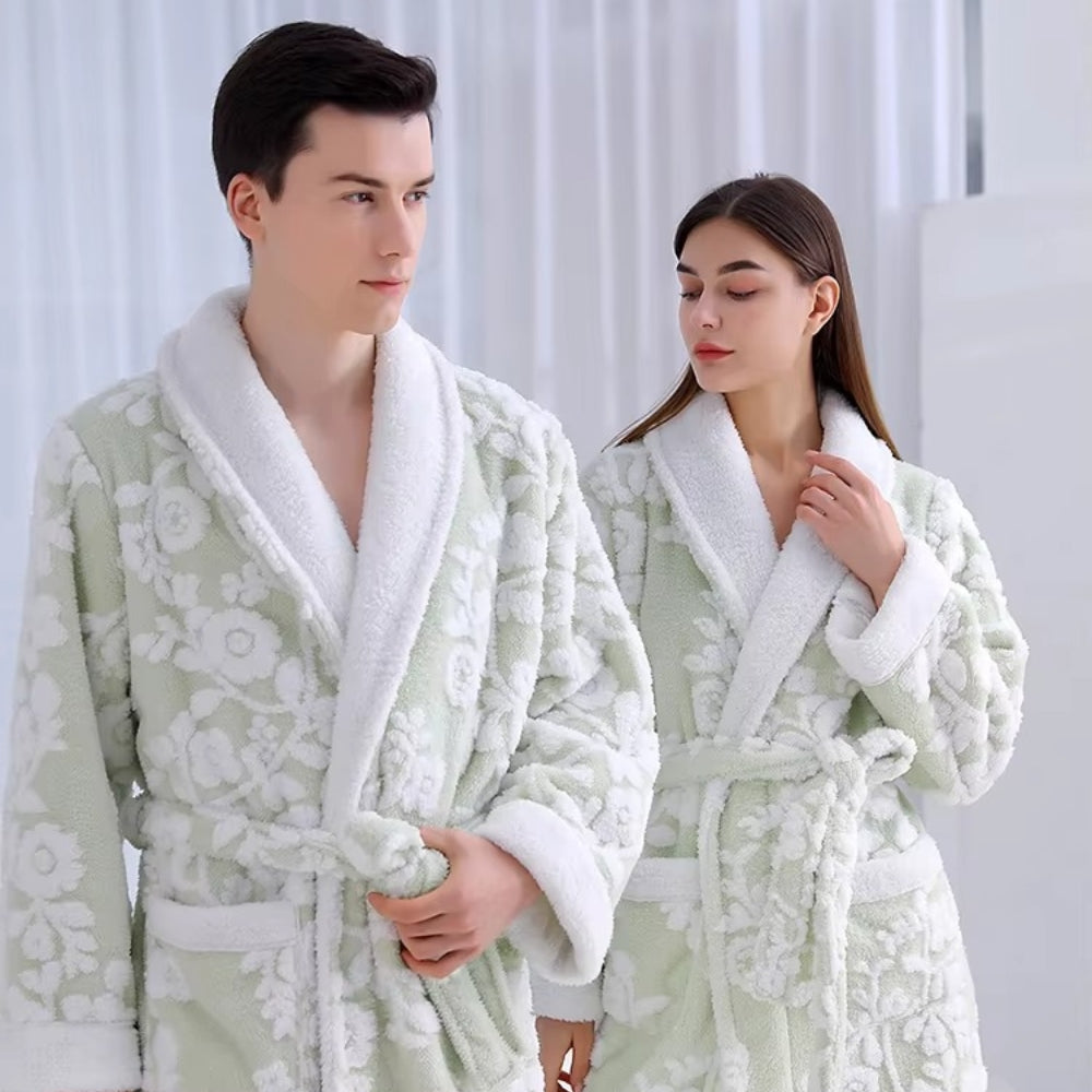VeluMorn – Elegante Jacquard Badjas met Dubbele Laag voor Stijlvol Ontspannen