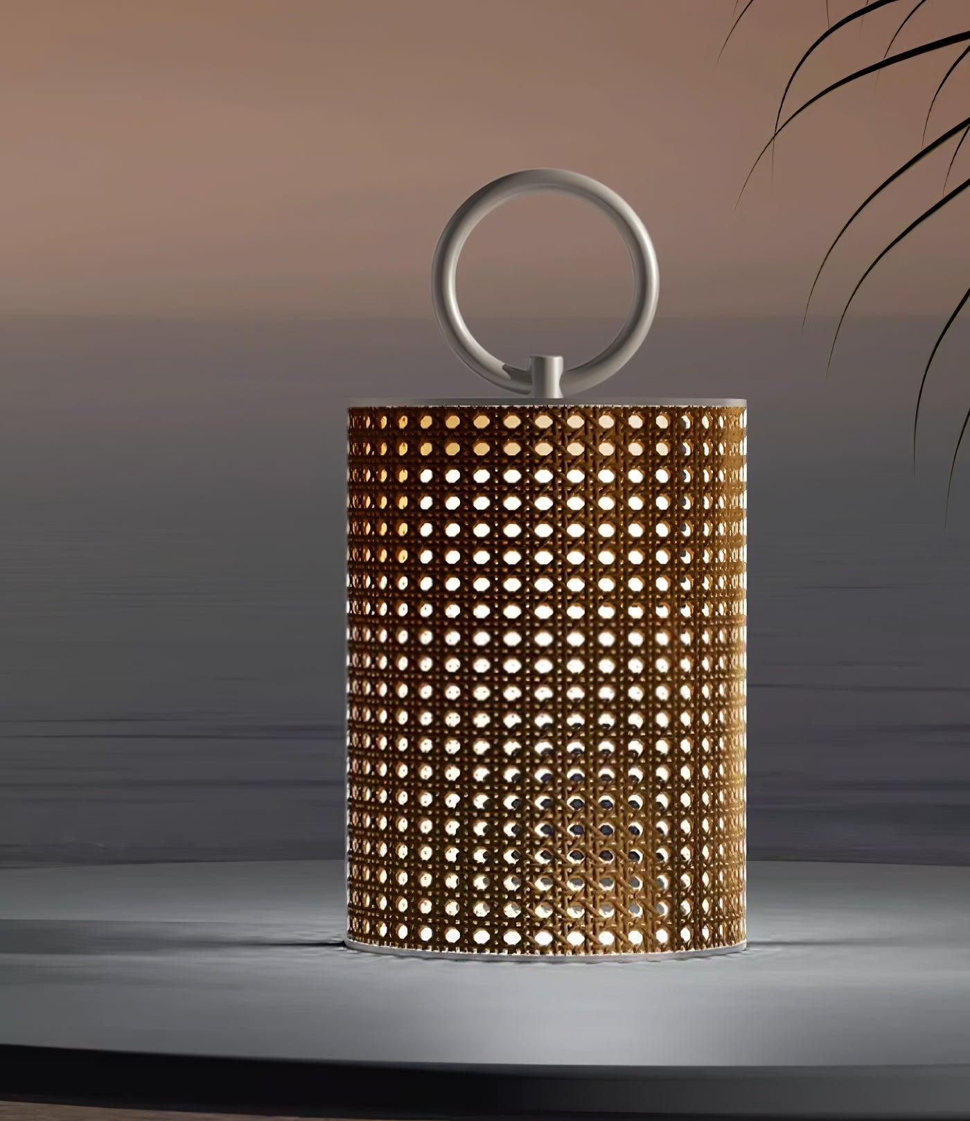 Lanterne Solaire d'Extérieur avec Télécommande et Revêtement en Rotin pour Jardin et Terrasse