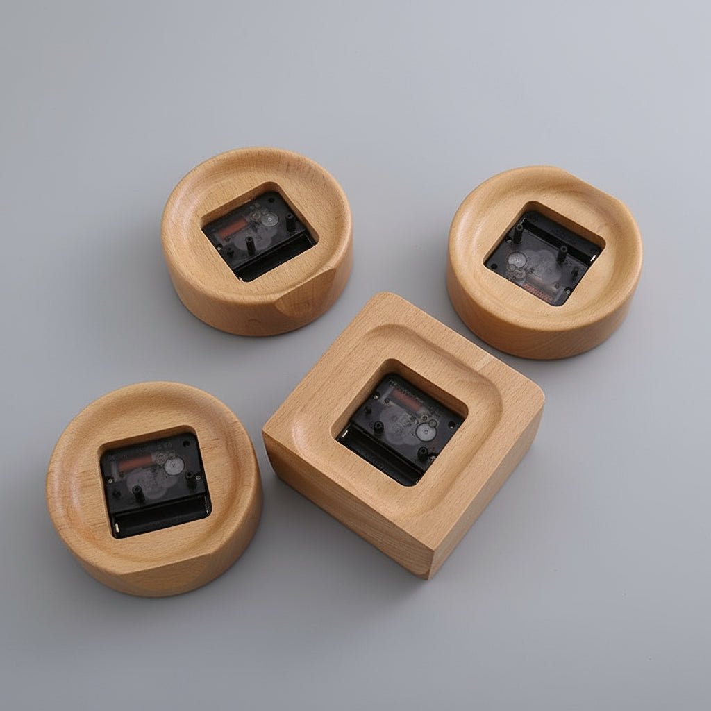 Alarm Clock Made of Solid Beech Wood with Analog Movement and Silent Mechanism