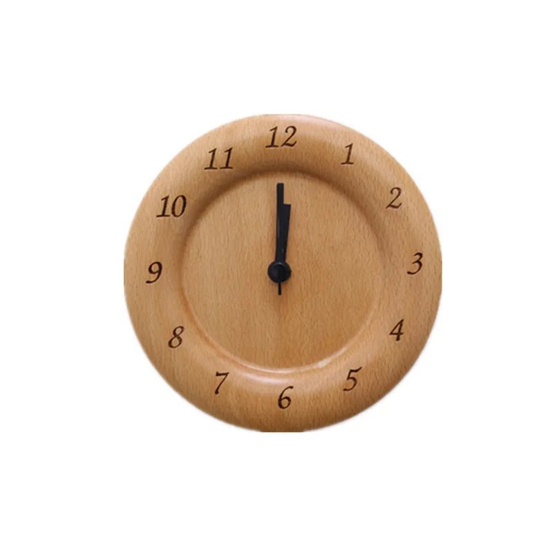 Alarm Clock Made of Solid Beech Wood with Analog Movement and Silent Mechanism