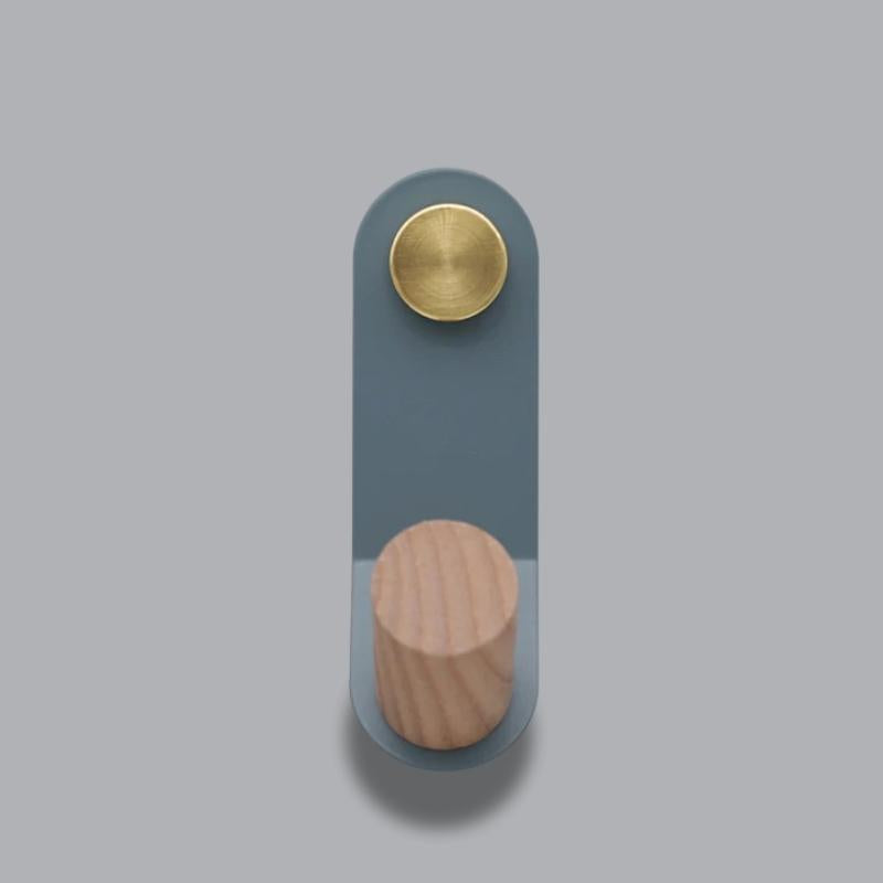 ScandiHook – Minimalist Pastel Wall Hook with Oak Wood & Brass Accent