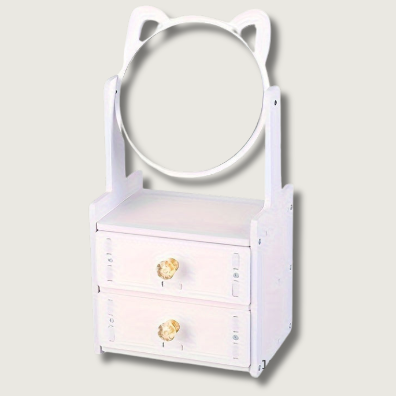 LumiCharm Elegant Makeup Mirror with Storage Drawer – Stylish Table Design for a Refined Beauty Routine