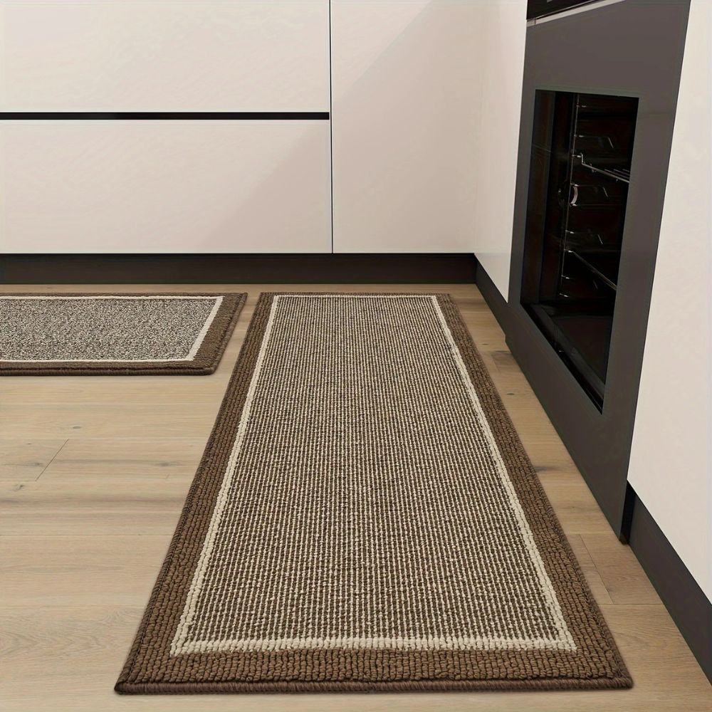 Set de Tapis de Cuisine Antidérapants Lavables en Polypropylène avec Texture Rainurée