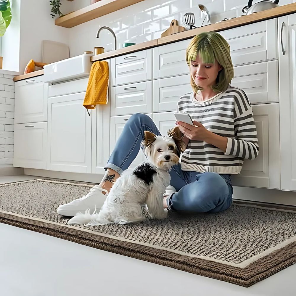 Set de Tapis de Cuisine Antidérapants Lavables en Polypropylène avec Texture Rainurée