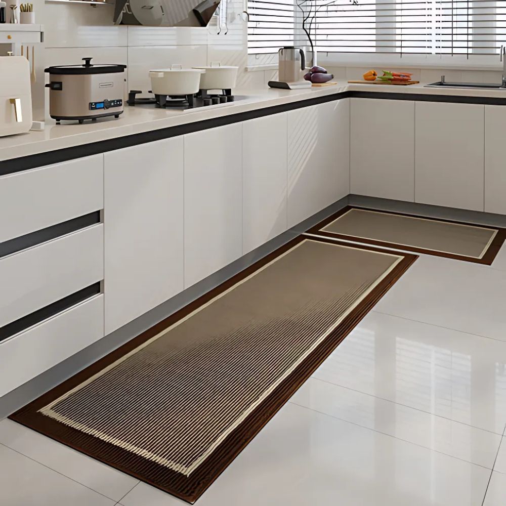 Set de Tapis de Cuisine Antidérapants Lavables en Polypropylène avec Texture Rainurée