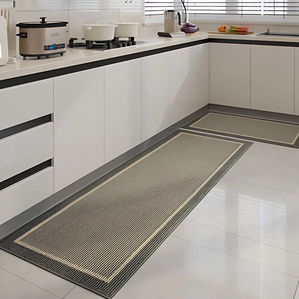 Set de Tapis de Cuisine Antidérapants Lavables en Polypropylène avec Texture Rainurée