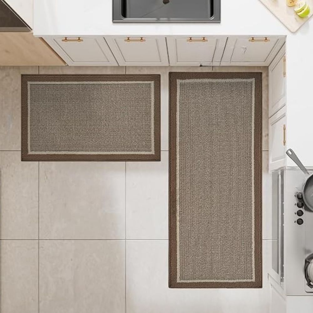 Set de Tapis de Cuisine Antidérapants Lavables en Polypropylène avec Texture Rainurée
