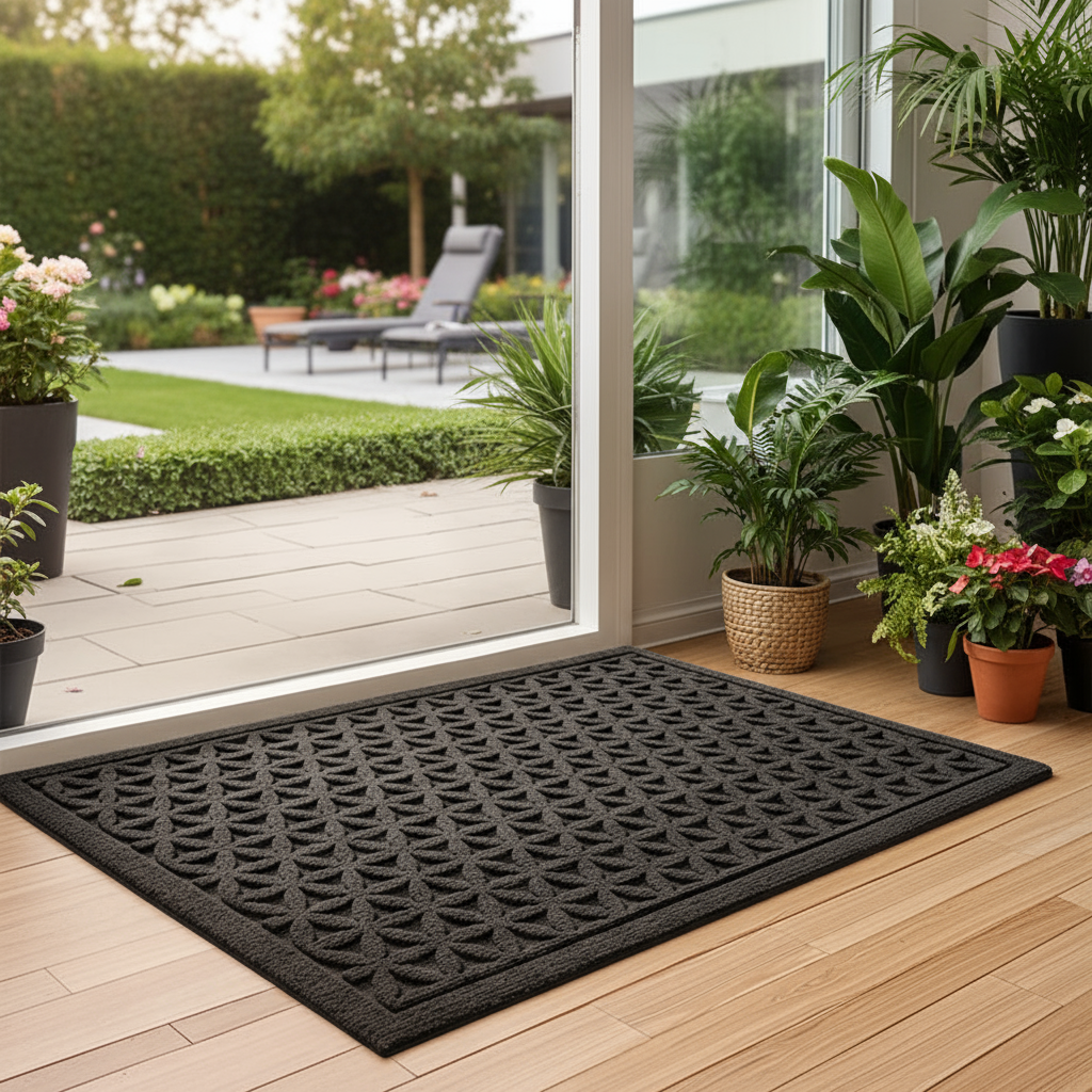 Paillasson absorbant avec dessous en caoutchouc antidérapant pour intérieur et extérieur