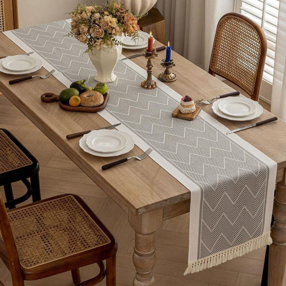 LoomÉtoile Luxe Woven Table Runner – Stylish Texture for a Warm Interior
