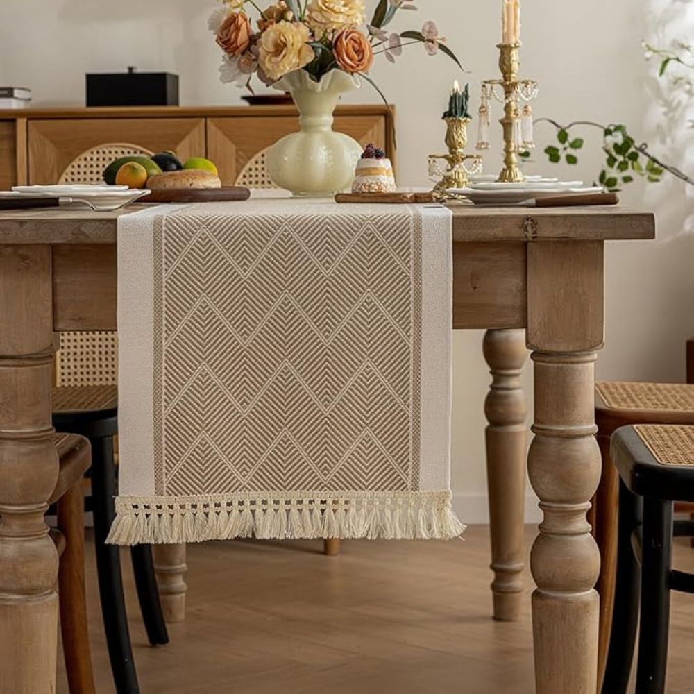 LoomÉtoile Luxe Woven Table Runner – Stylish Texture for a Warm Interior