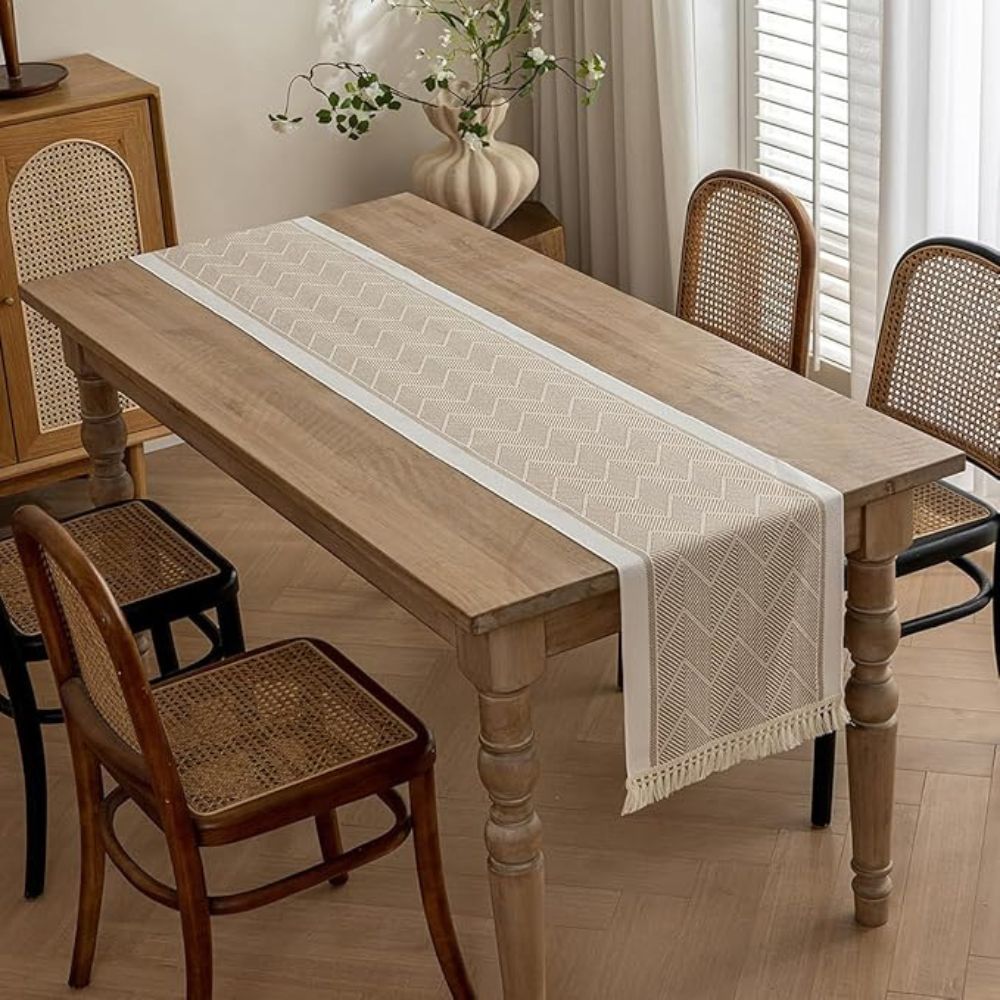 LoomÉtoile Luxe Woven Table Runner – Stylish Texture for a Warm Interior