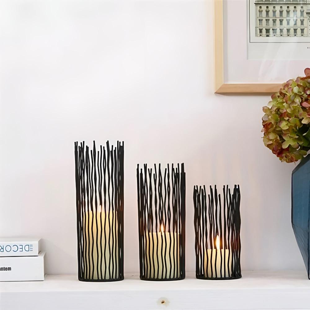 NoirLume Bohemian Iron Candlestick – Stylish Geometry for an Atmospheric Interior