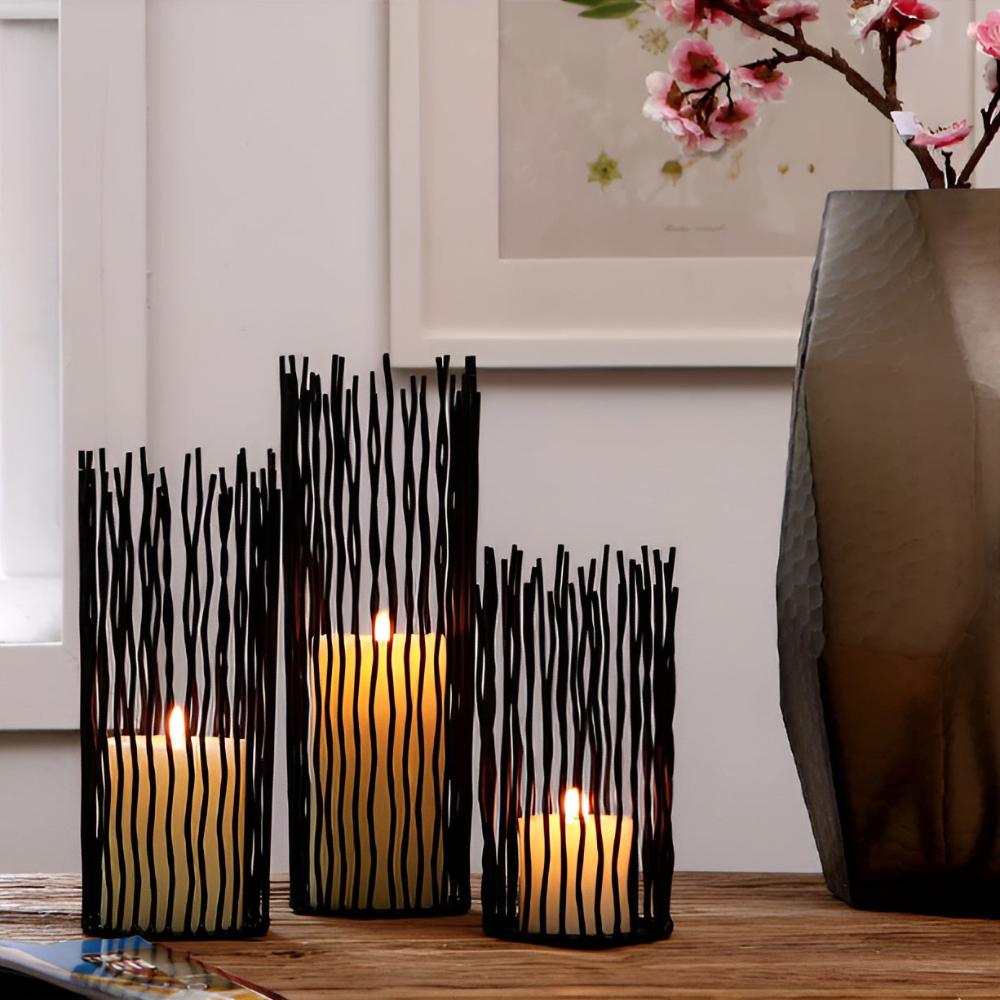 NoirLume Bohemian Iron Candlestick – Stylish Geometry for an Atmospheric Interior
