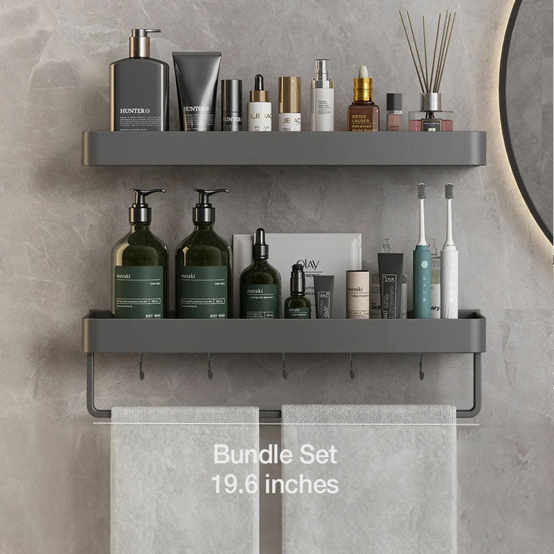 UrbanShelf – Modern Floating Bathroom Shelves with Self-Adhesive Installation and Towel Holder