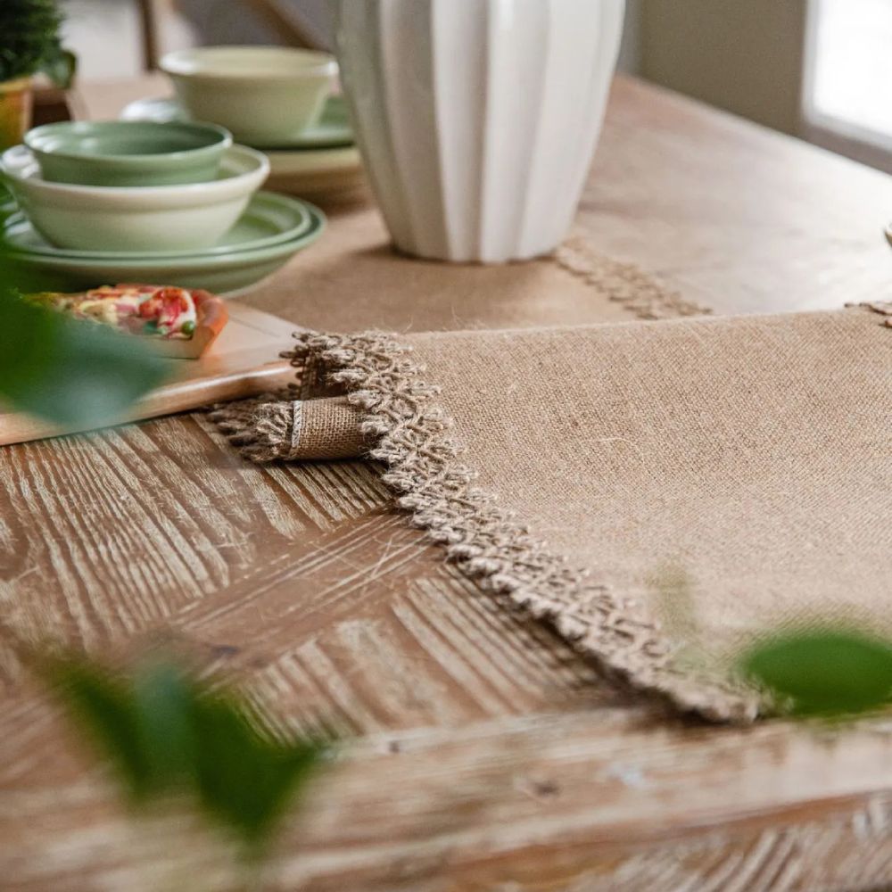 TerraLoom Natural Jute Table Runner – Rustic Elegance for a Warm Table Setting