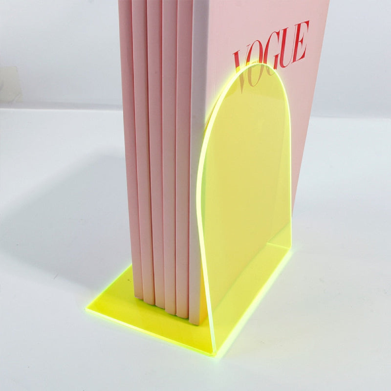 LumiGlow – Neon Acrylic Bookends with Stylish Color Accents