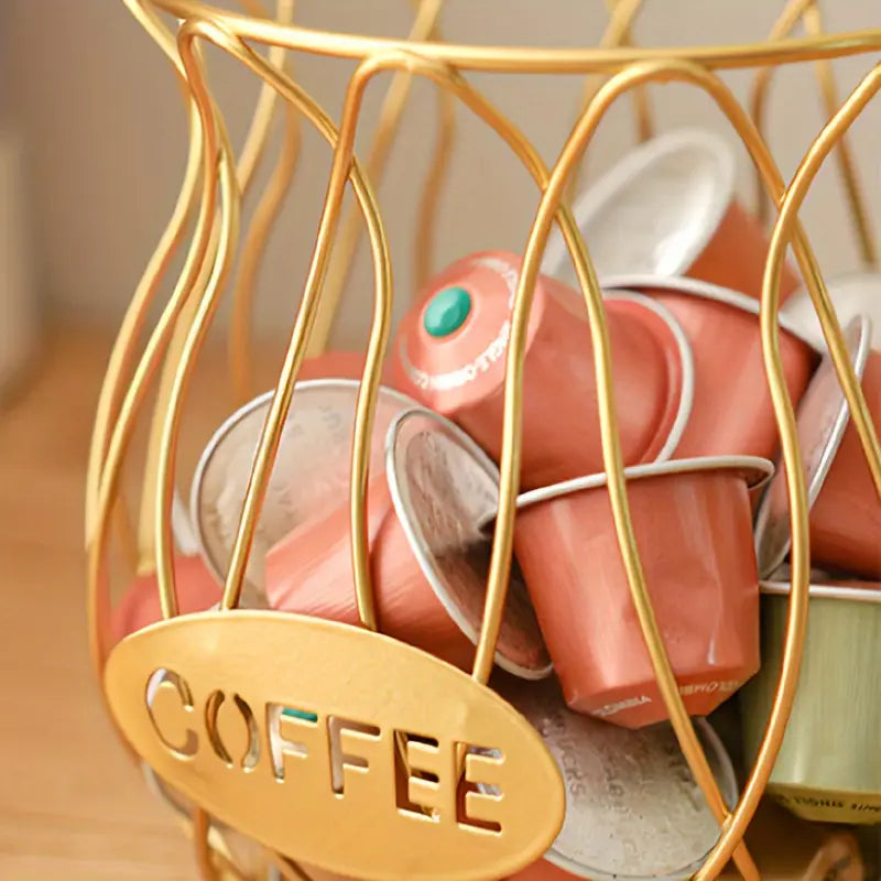 Porte-capsules de café en fonte en forme de tasse avec poignée pour plan de travail
