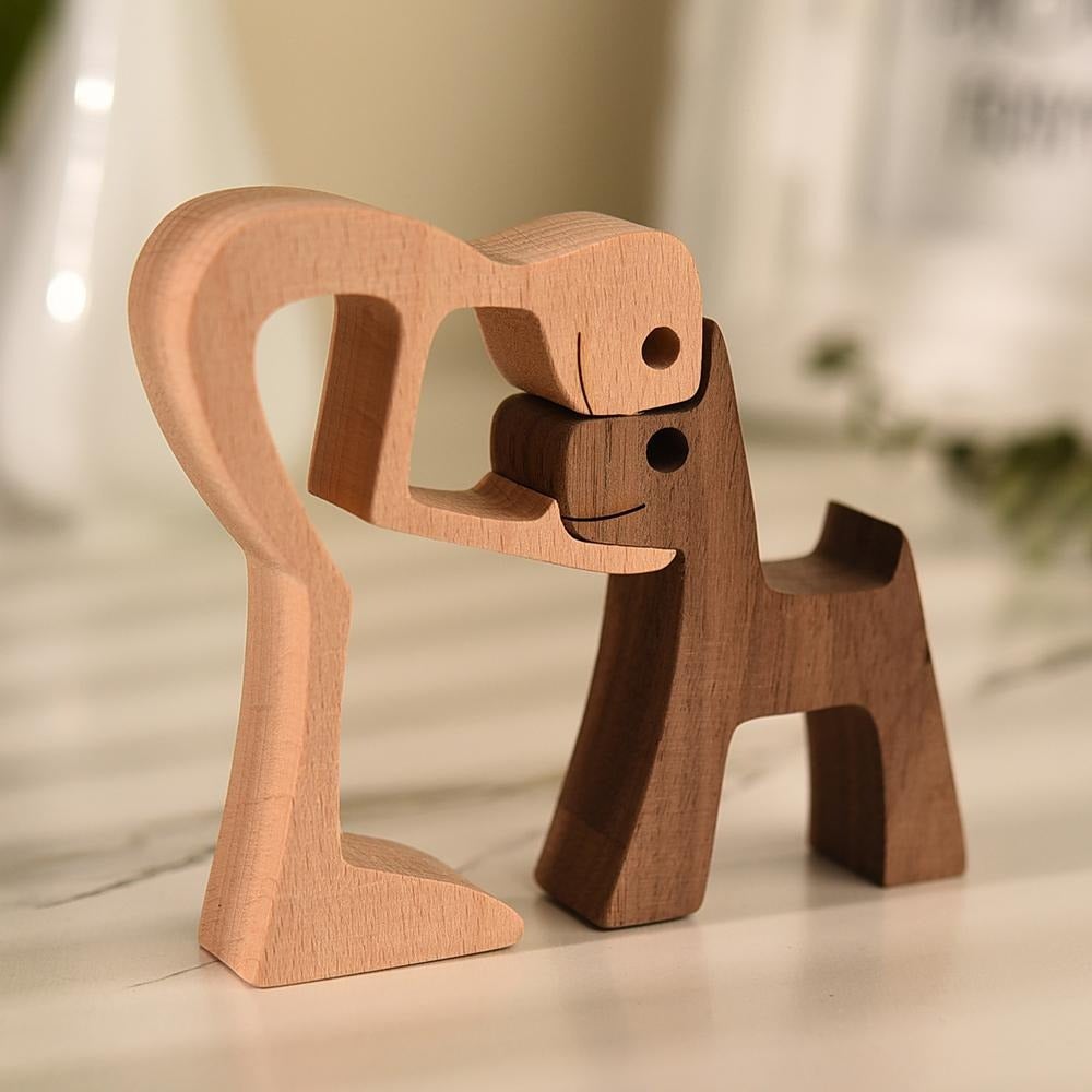 PawBond – Handgemaakt Houten Sculptuur voor Hondenliefde en Verbinding