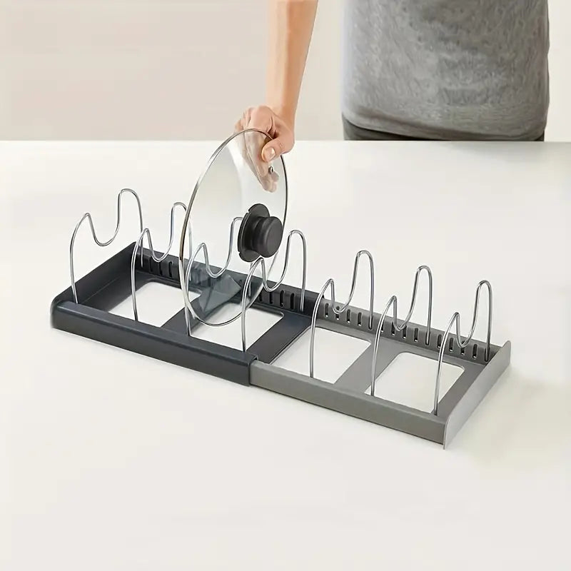 OrganizoPro – Versatile Cookware Organizer with Adjustable and Space-Saving Design