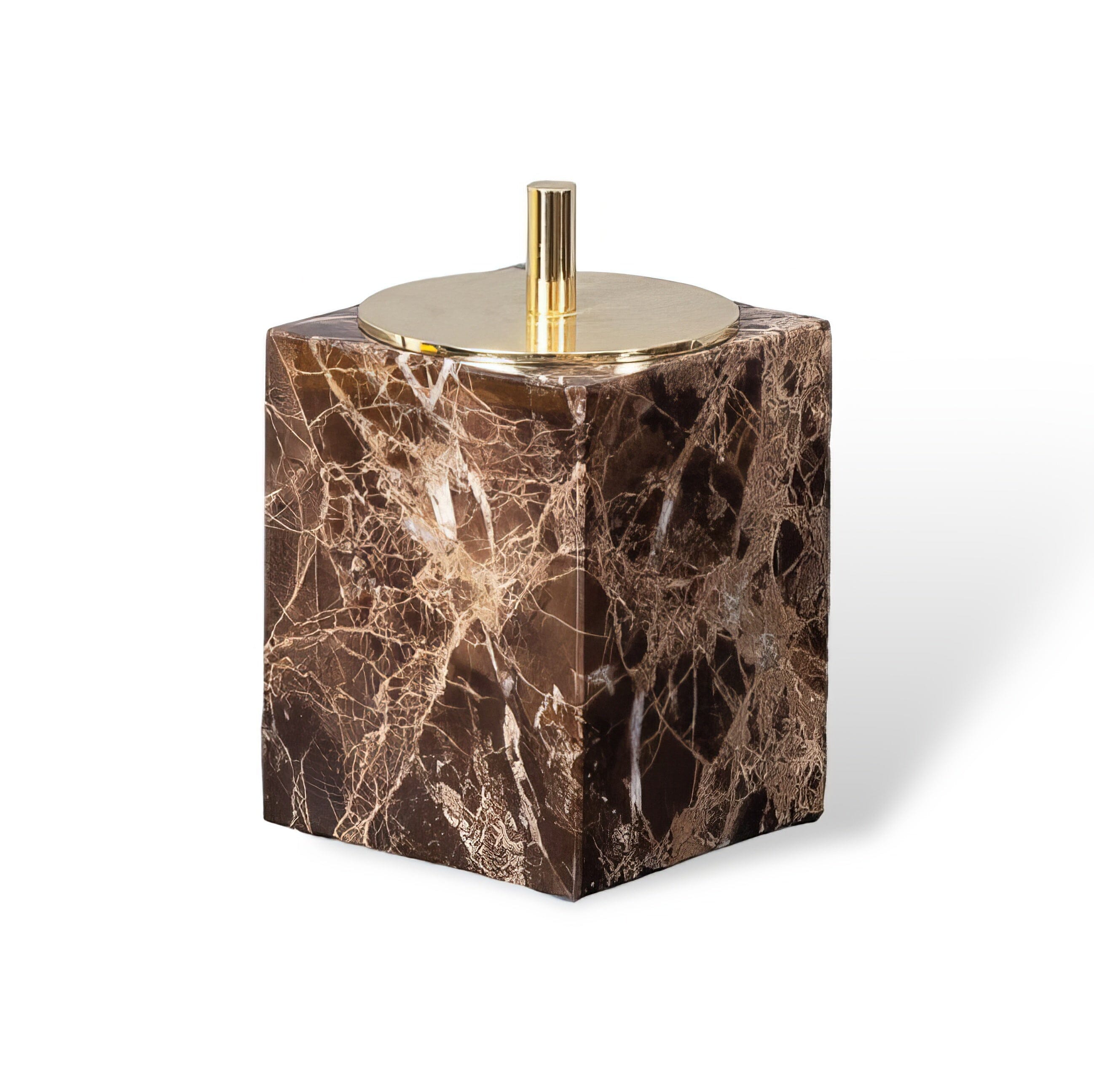 Ensemble de Salle de Bain en Marbre Emperador Dark – Distributeur de Savon, Plateau, Boîte à Mouchoirs, Porte-Brosse à Dents