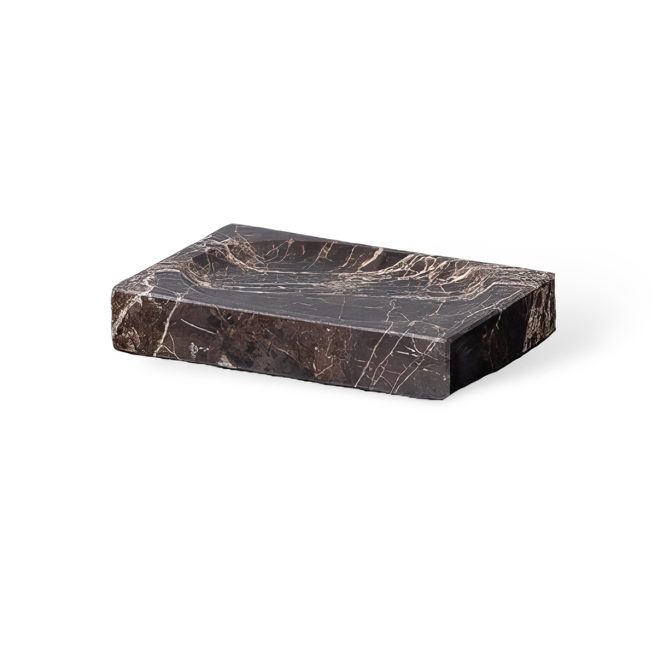 Ensemble de Salle de Bain en Marbre Emperador Dark – Distributeur de Savon, Plateau, Boîte à Mouchoirs, Porte-Brosse à Dents