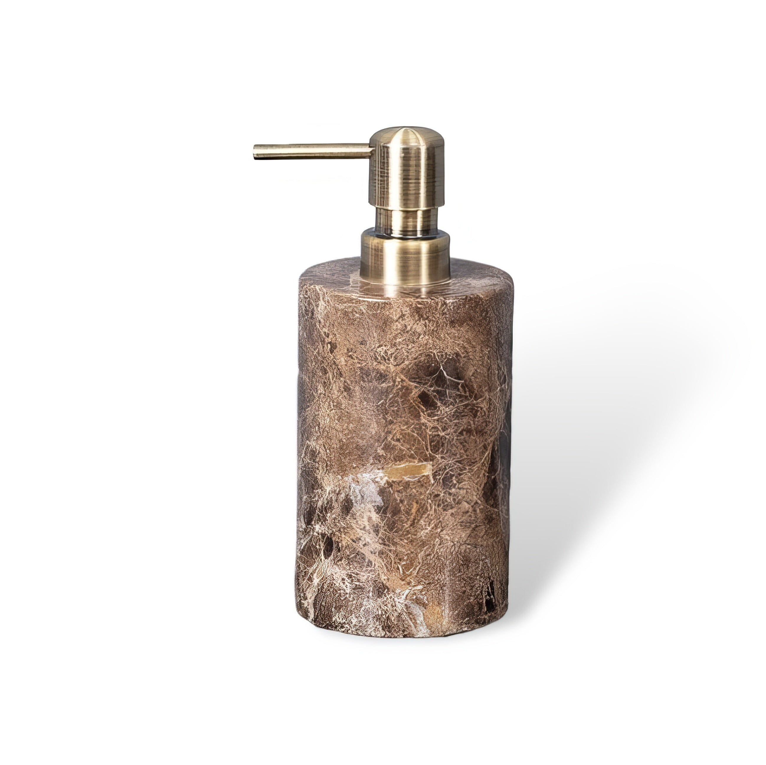Ensemble de Salle de Bain en Marbre Emperador Dark – Distributeur de Savon, Plateau, Boîte à Mouchoirs, Porte-Brosse à Dents