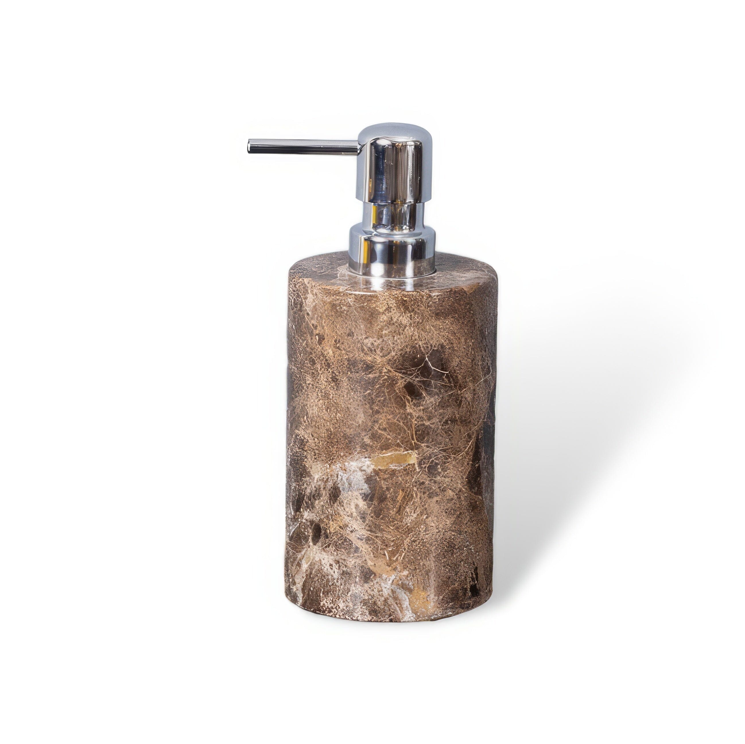 Ensemble de Salle de Bain en Marbre Emperador Dark – Distributeur de Savon, Plateau, Boîte à Mouchoirs, Porte-Brosse à Dents