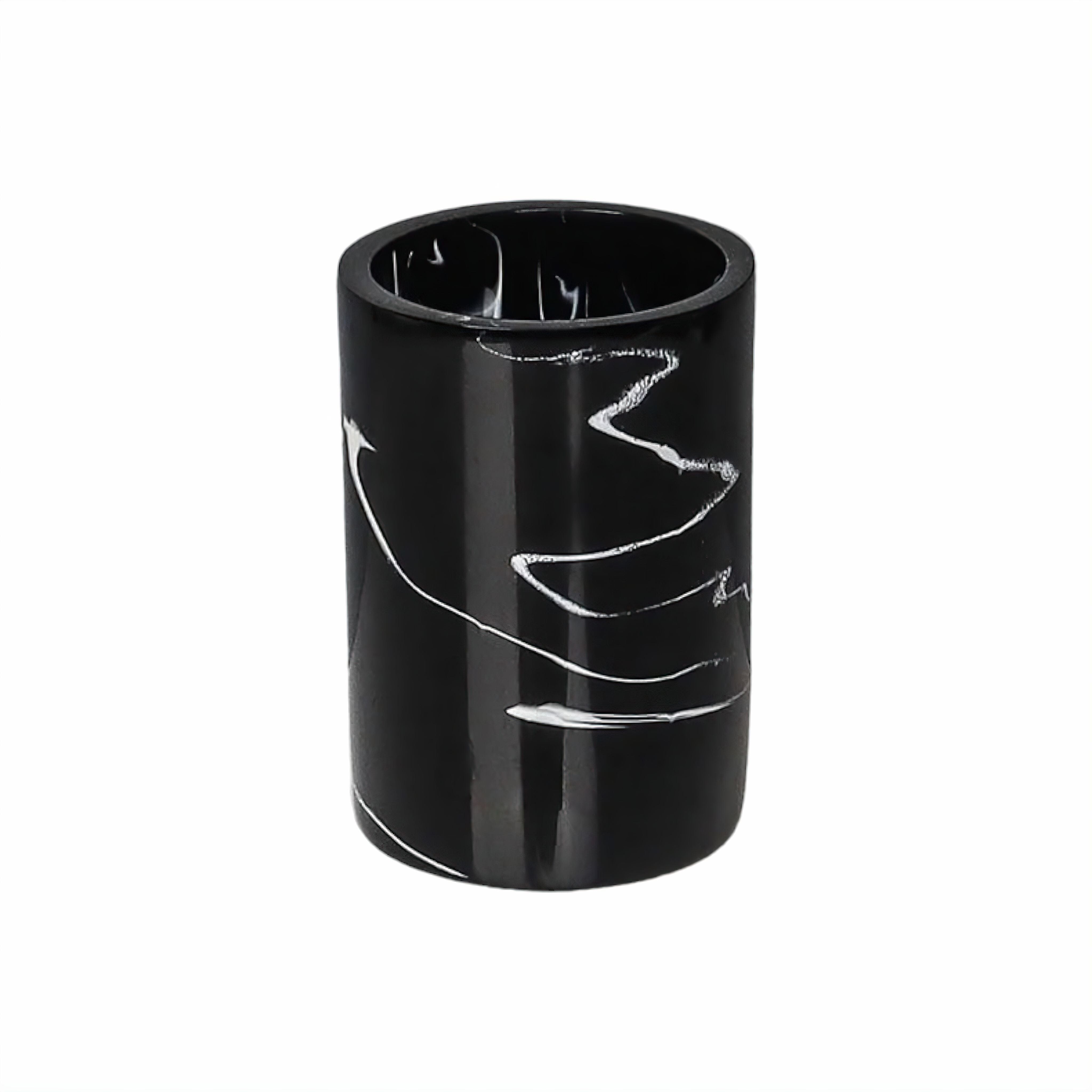 Ensemble de salle de bain 5 pièces résine imprimé marbre noir – distributeur de savon, porte-brosse à dents, gobelet, plateau