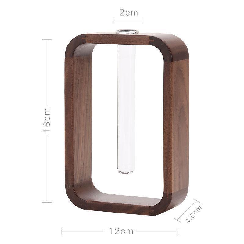 RootBloom – Stylish Wooden and Glass Propagation Vase for a Natural Accent
